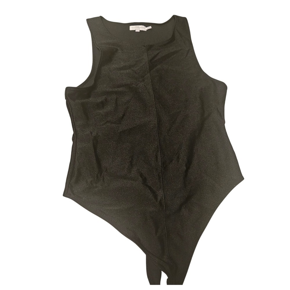 Good American Bodysuit‎ Tank Top Sleeveless Asymmetrical Black Size 4